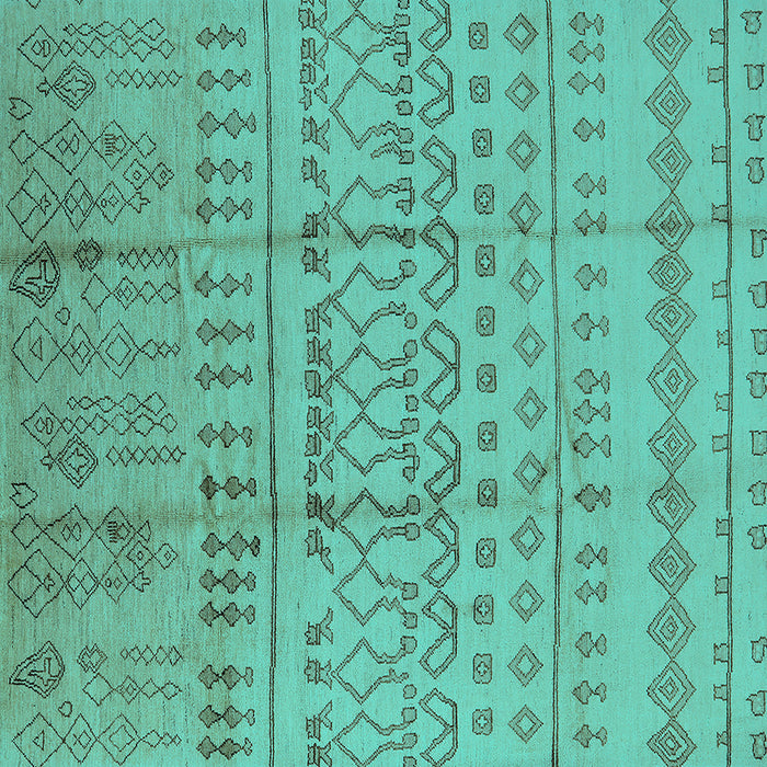 Square Machine Washable Oriental Turquoise Industrial Area Rugs, wshurb1159turq