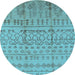 Round Oriental Light Blue Industrial Rug, urb1159lblu