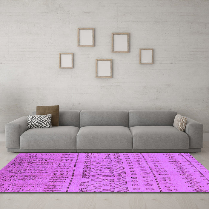 Machine Washable Oriental Purple Industrial Area Rugs in a Living Room, wshurb1159pur