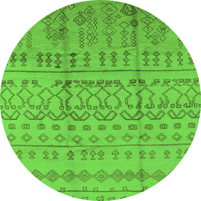 Round Oriental Green Industrial Rug, urb1159grn