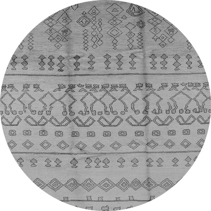 Round Machine Washable Oriental Gray Industrial Rug, wshurb1159gry