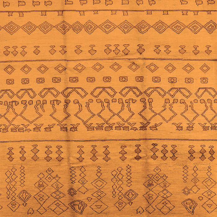Square Machine Washable Oriental Orange Industrial Area Rugs, wshurb1159org