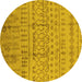 Round Oriental Yellow Industrial Rug, urb1159yw