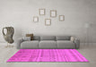 Machine Washable Oriental Pink Industrial Rug in a Living Room, wshurb1159pnk