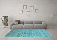 Machine Washable Oriental Light Blue Industrial Rug, wshurb1159lblu