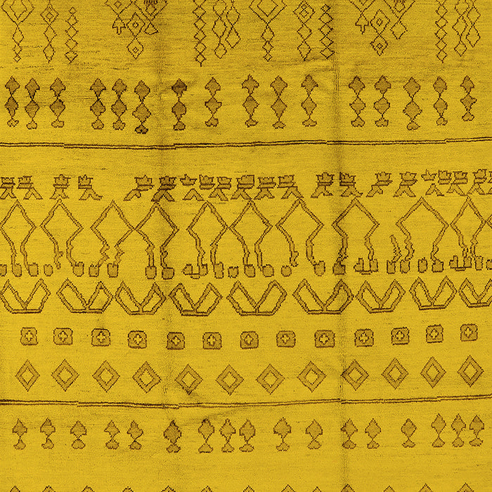 Machine Washable Oriental Yellow Industrial Rug, wshurb1159yw