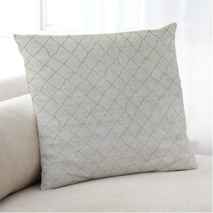 Lifestyle Image of Mid-Century Modern Urban Square Silver Pink Throw Pillow, 18 inch by 18 inch, pwurb115