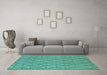 Machine Washable Solid Turquoise Modern Area Rugs in a Living Room,, wshurb1160turq