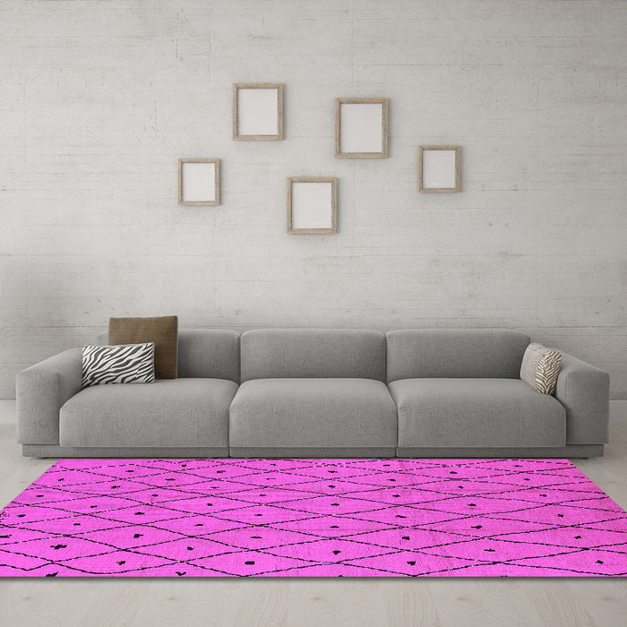 Machine Washable Solid Pink Modern Rug in a Living Room, wshurb1160pnk
