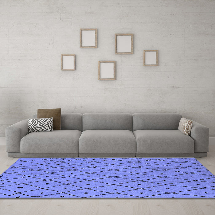 Machine Washable Solid Blue Modern Rug in a Living Room, wshurb1160blu