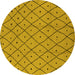 Round Machine Washable Solid Yellow Modern Rug, wshurb1160yw