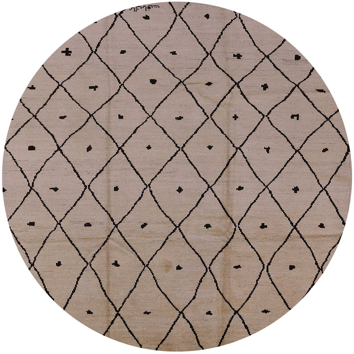 Round Mid-Century Modern Dark Almond Brown Solid Rug, urb1160