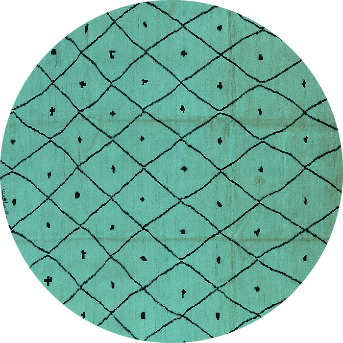Round Machine Washable Solid Turquoise Modern Area Rugs, wshurb1160turq