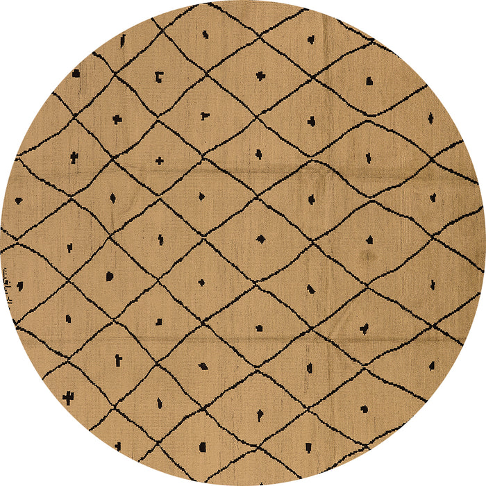 Round Machine Washable Solid Brown Modern Rug, wshurb1160brn