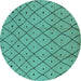 Round Solid Turquoise Modern Rug, urb1160turq