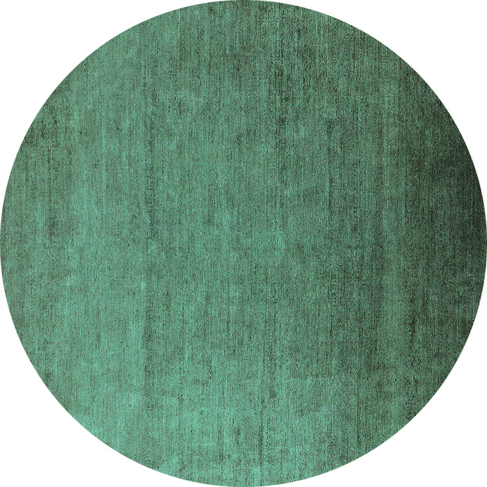 Round Machine Washable Oriental Turquoise Industrial Area Rugs, wshurb1161turq