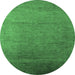 Round Oriental Emerald Green Industrial Rug, urb1161emgrn