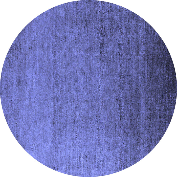 Round Machine Washable Oriental Blue Industrial Rug, wshurb1161blu
