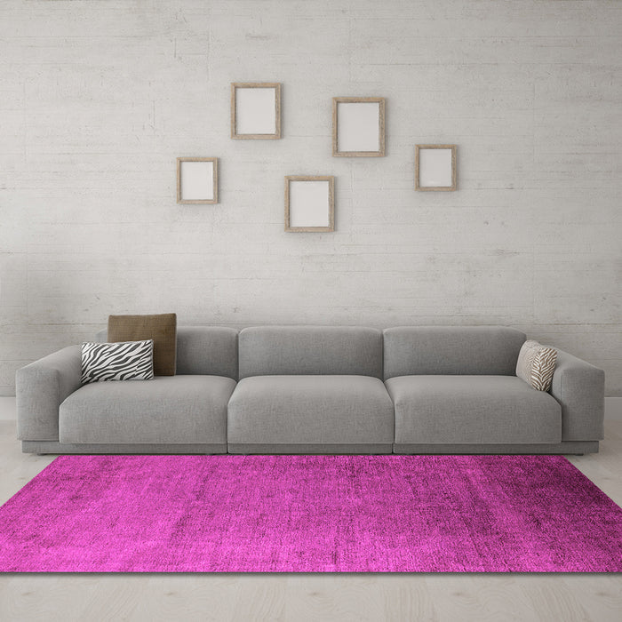 Machine Washable Oriental Pink Industrial Rug in a Living Room, wshurb1161pnk