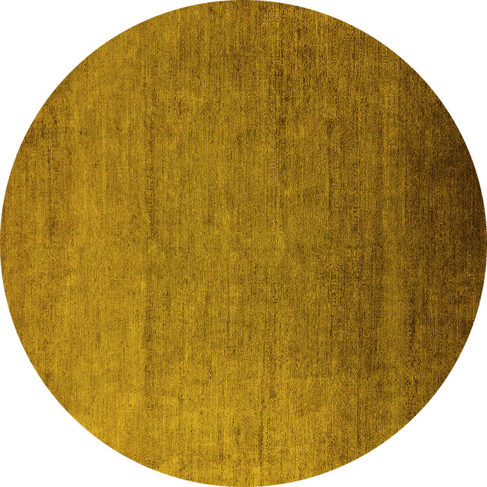 Round Machine Washable Oriental Yellow Industrial Rug, wshurb1161yw