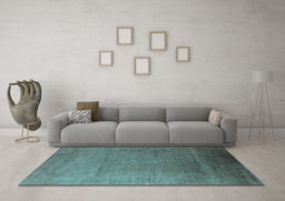Machine Washable Oriental Light Blue Industrial Rug in a Living Room, wshurb1161lblu