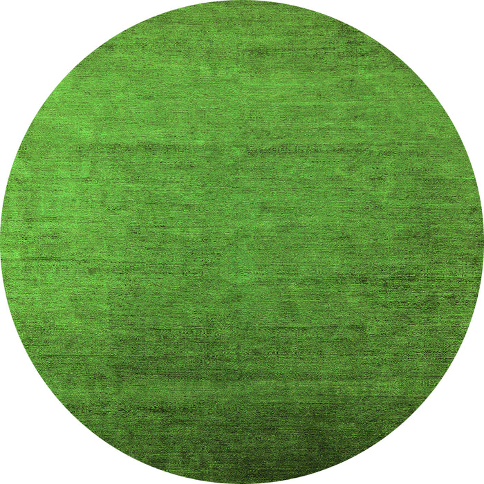 Round Machine Washable Oriental Green Industrial Area Rugs, wshurb1161grn