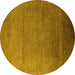 Round Oriental Yellow Industrial Rug, urb1161yw