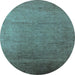 Round Oriental Light Blue Industrial Rug, urb1161lblu