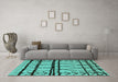 Machine Washable Solid Turquoise Modern Area Rugs in a Living Room,, wshurb1162turq