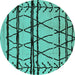 Round Solid Turquoise Modern Rug, urb1162turq