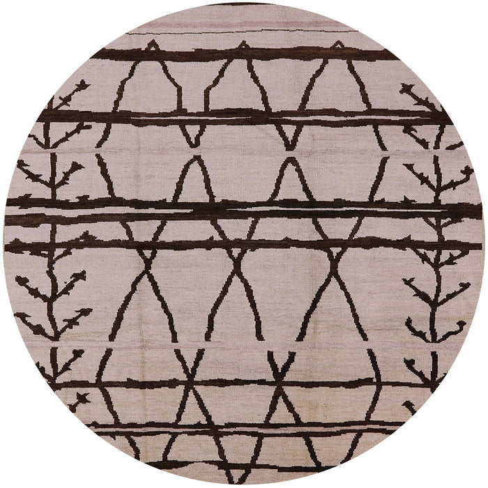 Round Machine Washable Industrial Modern Brown Rug, wshurb1162
