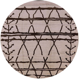 Round Mid-Century Modern Brown Solid Rug, urb1162
