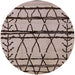 Round Mid-Century Modern Brown Solid Rug, urb1162