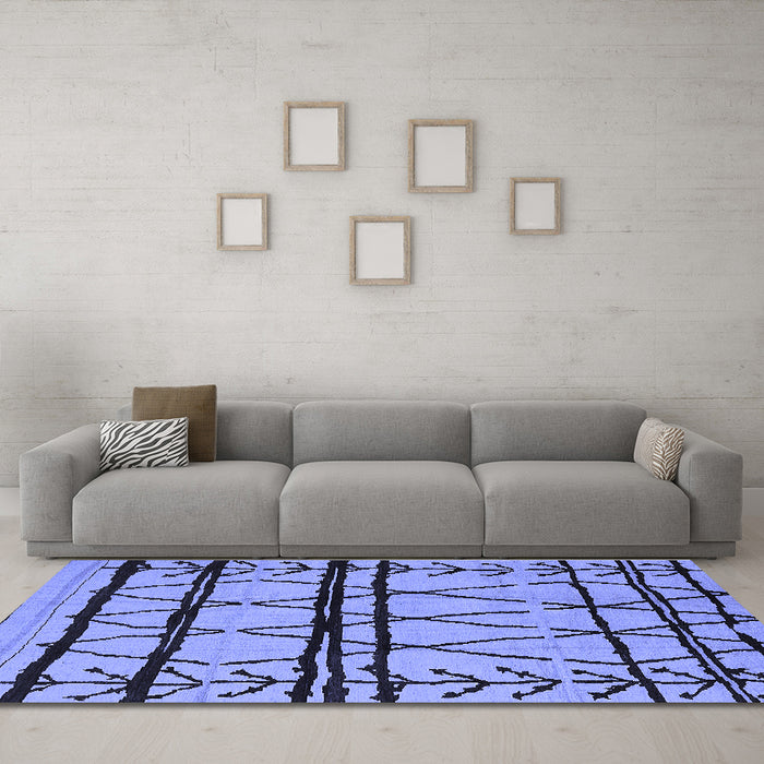 Machine Washable Solid Blue Modern Rug in a Living Room, wshurb1162blu