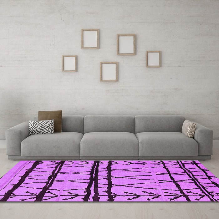 Machine Washable Solid Purple Modern Area Rugs in a Living Room, wshurb1162pur