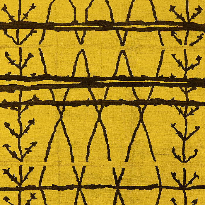 Machine Washable Solid Yellow Modern Rug, wshurb1162yw