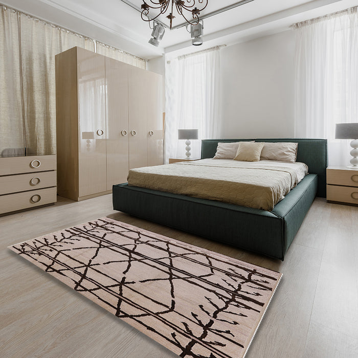 Machine Washable Industrial Modern Brown Rug in a Bedroom, wshurb1162