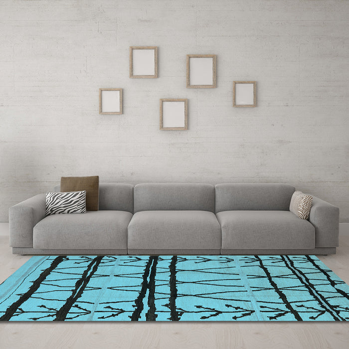 Machine Washable Solid Light Blue Modern Rug in a Living Room, wshurb1162lblu