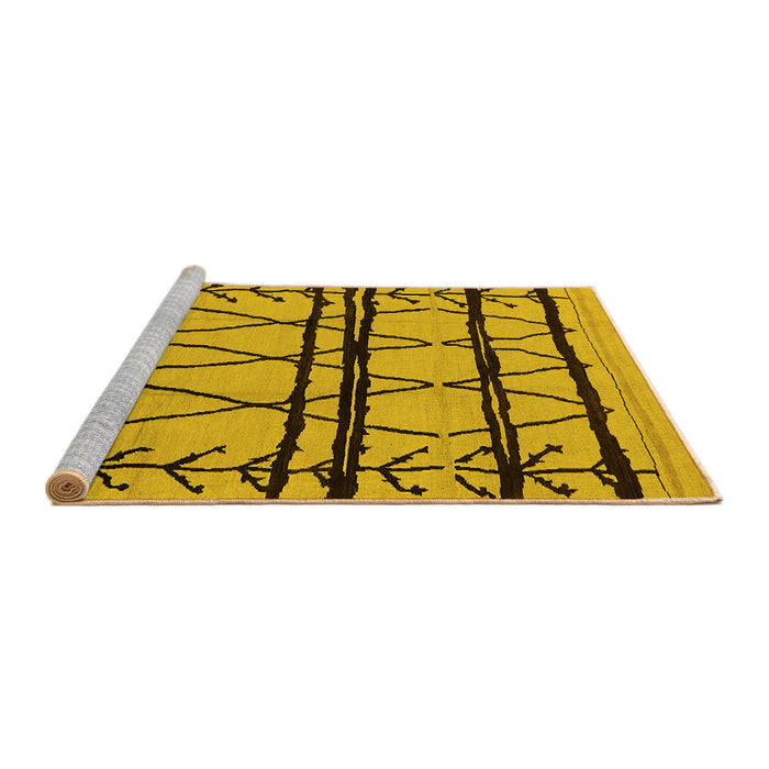 Sideview of Machine Washable Solid Yellow Modern Rug, wshurb1162yw