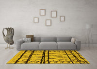 Machine Washable Solid Yellow Modern Rug, wshurb1162yw