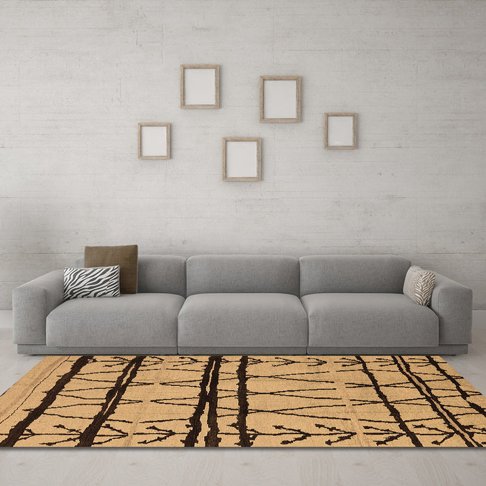 Machine Washable Solid Brown Modern Rug in a Living Room,, wshurb1162brn