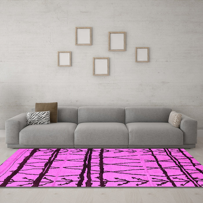 Machine Washable Solid Pink Modern Rug in a Living Room, wshurb1162pnk
