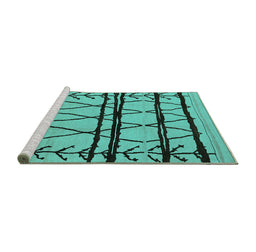 Sideview of Machine Washable Solid Turquoise Modern Area Rugs, wshurb1162turq