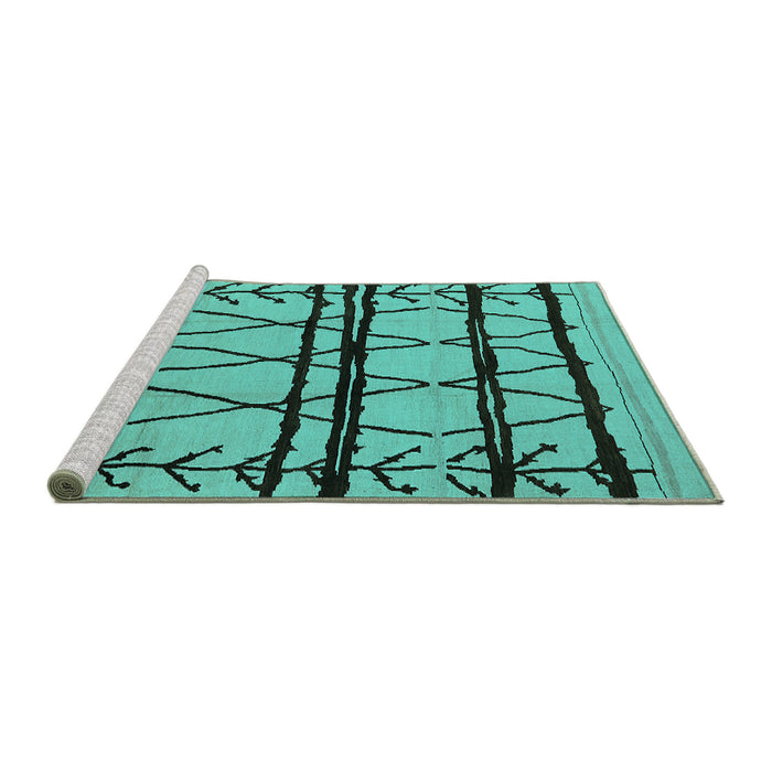 Sideview of Machine Washable Solid Turquoise Modern Area Rugs, wshurb1162turq