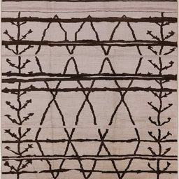 Square Mid-Century Modern Brown Solid Rug, urb1162