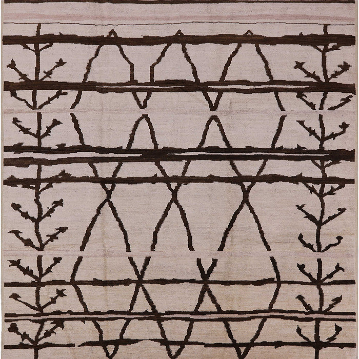 Square Mid-Century Modern Brown Solid Rug, urb1162