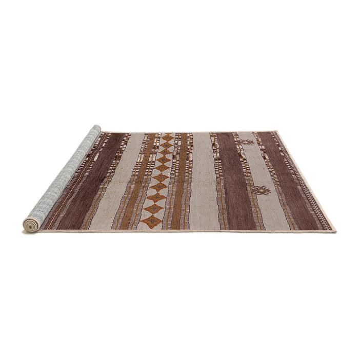 Sideview of Machine Washable Industrial Modern Dark Sienna Brown Rug, wshurb1163
