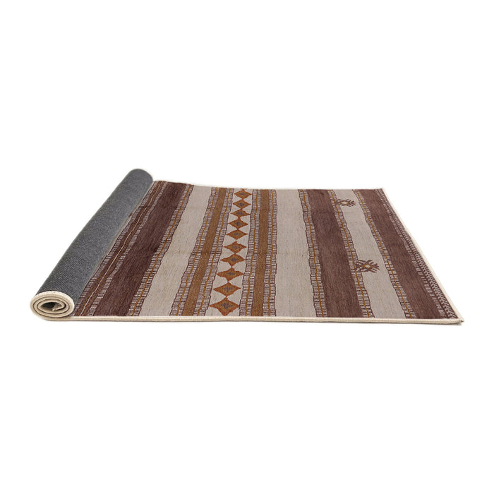 Sideview of Mid-Century Modern Dark Sienna Brown Southwestern Rug, urb1163