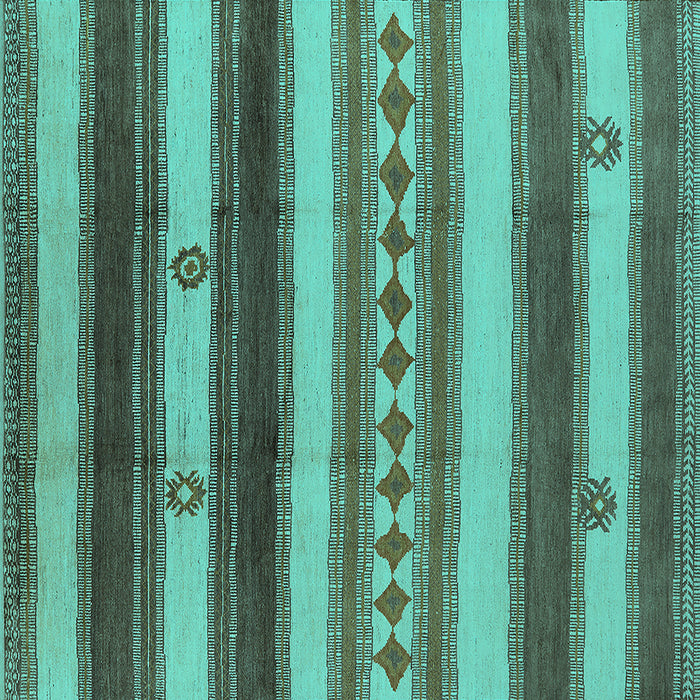 Square Machine Washable Southwestern Turquoise Country Area Rugs, wshurb1163turq