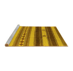Sideview of Machine Washable Southwestern Yellow Country Rug, wshurb1163yw